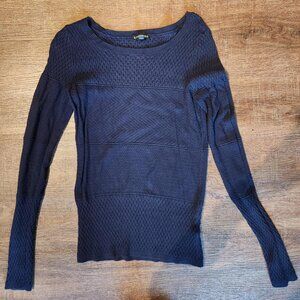 Express Textured Panel Sweater Navy Blue